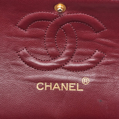 CHANEL Chain Shoulder Bag Matlasse Double Flap 23cm Lambskin Black Gold-Tone Hardware, Pre-Owned