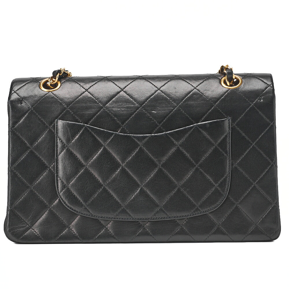 CHANEL Shoulder Bag Matlasse Double Flap 25cm Chain Shoulder Lambskin Black Gold-Tone Hardware, Pre-Owned