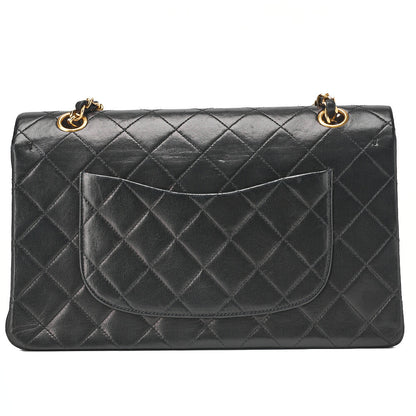 CHANEL Shoulder Bag Matlasse Double Flap 25cm Chain Shoulder Lambskin Black Gold-Tone Hardware, Pre-Owned