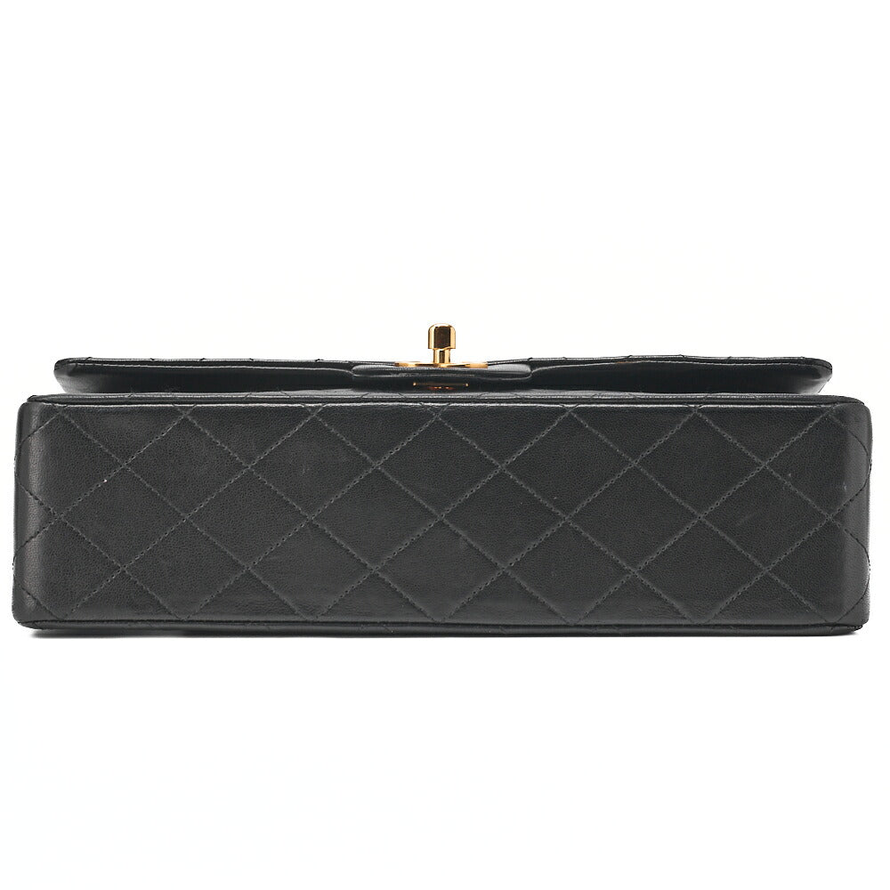 CHANEL Shoulder Bag Matlasse Double Flap 25cm Chain Shoulder Lambskin Black Gold-Tone Hardware, Pre-Owned
