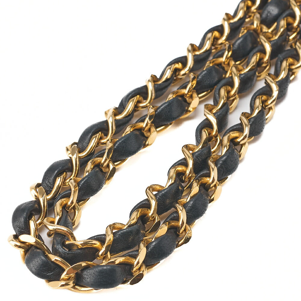 CHANEL Shoulder Bag Matlasse Double Flap 25cm Chain Shoulder Lambskin Black Gold-Tone Hardware, Pre-Owned