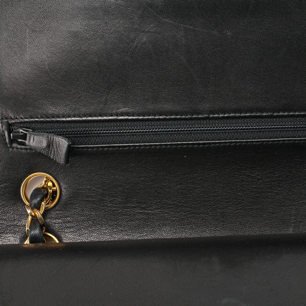 CHANEL Shoulder Bag Matlasse Double Flap 25cm Chain Shoulder Lambskin Black Gold-Tone Hardware, Pre-Owned
