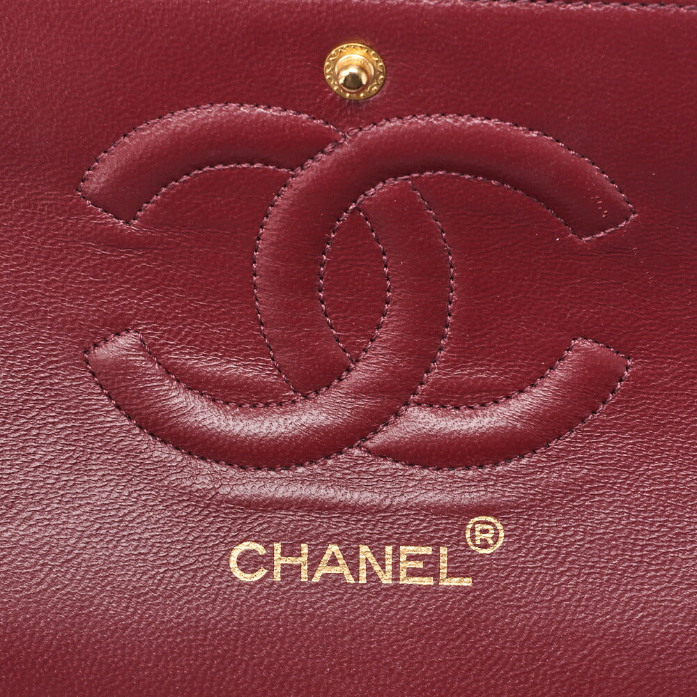 CHANEL Shoulder Bag Matlasse Double Flap 25cm Chain Shoulder Lambskin Black Gold-Tone Hardware, Pre-Owned