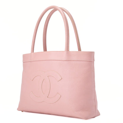 CHANEL Tote Bag Coco Mark Caviar Skin Pink Gold-Tone Hardware, Pre-Owned
