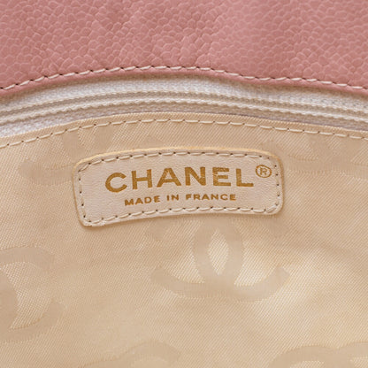 CHANEL Tote Bag Coco Mark Caviar Skin Pink Gold-Tone Hardware, Pre-Owned