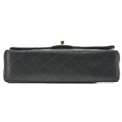 CHANEL Shoulder Bag Matlasse Double Flap 25cm Chain Shoulder Lambskin Black Gold Gold-Tone Hardware, Pre-Owned