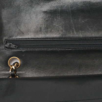 CHANEL Shoulder Bag Matlasse Double Flap 25cm Chain Shoulder Lambskin Black Gold Gold-Tone Hardware, Pre-Owned
