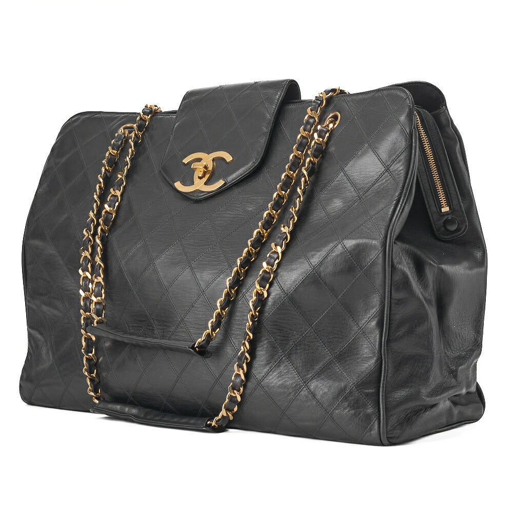 CHANEL Shoulder Bag Supermodel Matlasse Bicolore Double Chain Shoulder Lambskin Black Gold-Tone Hardware, Pre-Owned