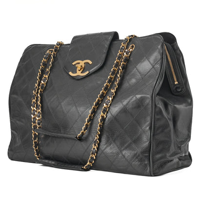 CHANEL Shoulder Bag Supermodel Matlasse Bicolore Double Chain Shoulder Lambskin Black Gold-Tone Hardware, Pre-Owned