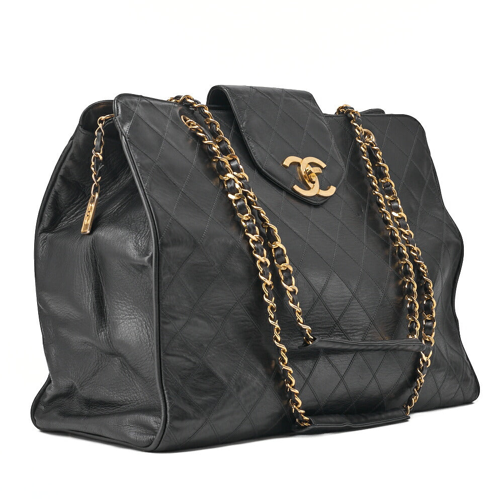 CHANEL Shoulder Bag Supermodel Matlasse Bicolore Double Chain Shoulder Lambskin Black Gold-Tone Hardware, Pre-Owned