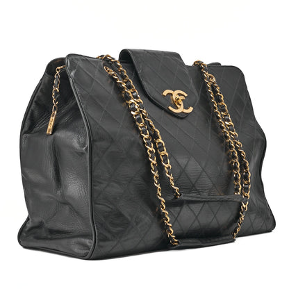 CHANEL Shoulder Bag Supermodel Matlasse Bicolore Double Chain Shoulder Lambskin Black Gold-Tone Hardware, Pre-Owned