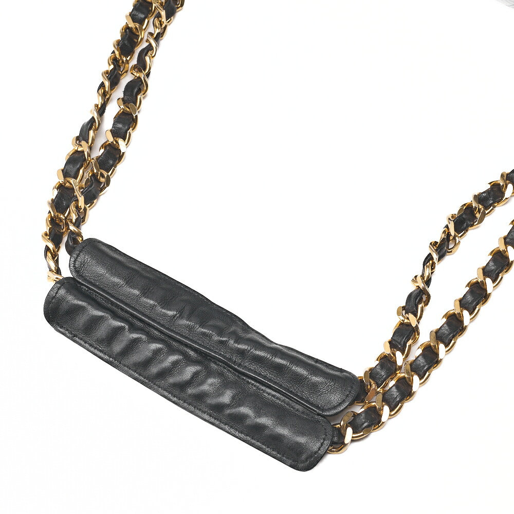 CHANEL Shoulder Bag Supermodel Matlasse Bicolore Double Chain Shoulder Lambskin Black Gold-Tone Hardware, Pre-Owned