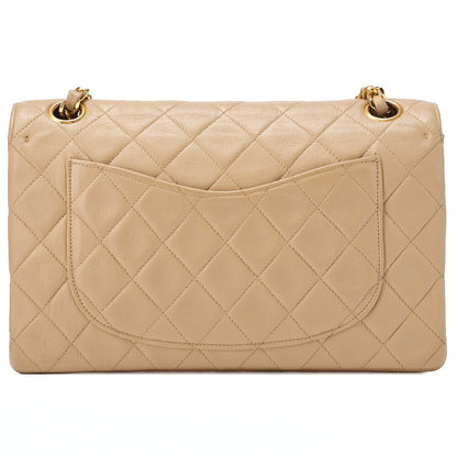 CHANEL Chain Shoulder Bag Matlasse Double Flap 23cm Lambskin Beige Gold-Tone Hardware, Pre-Owned