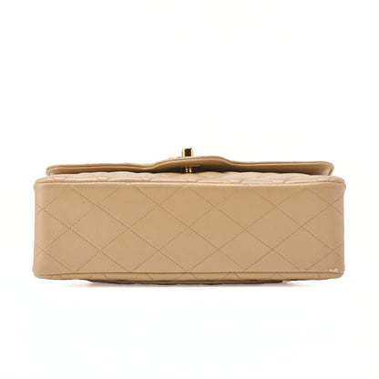 CHANEL Chain Shoulder Bag Matlasse Double Flap 23cm Lambskin Beige Gold-Tone Hardware, Pre-Owned