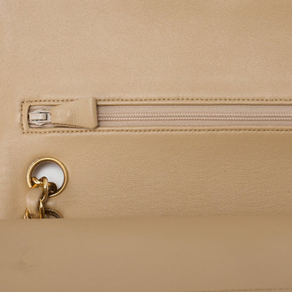 CHANEL Chain Shoulder Bag Matlasse Double Flap 23cm Lambskin Beige Gold-Tone Hardware, Pre-Owned