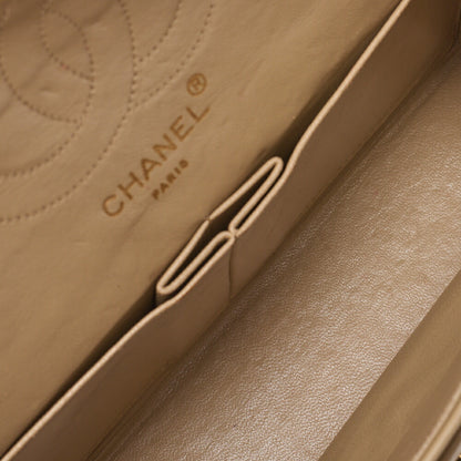 CHANEL Chain Shoulder Bag Matlasse Double Flap 23cm Lambskin Beige Gold-Tone Hardware, Pre-Owned
