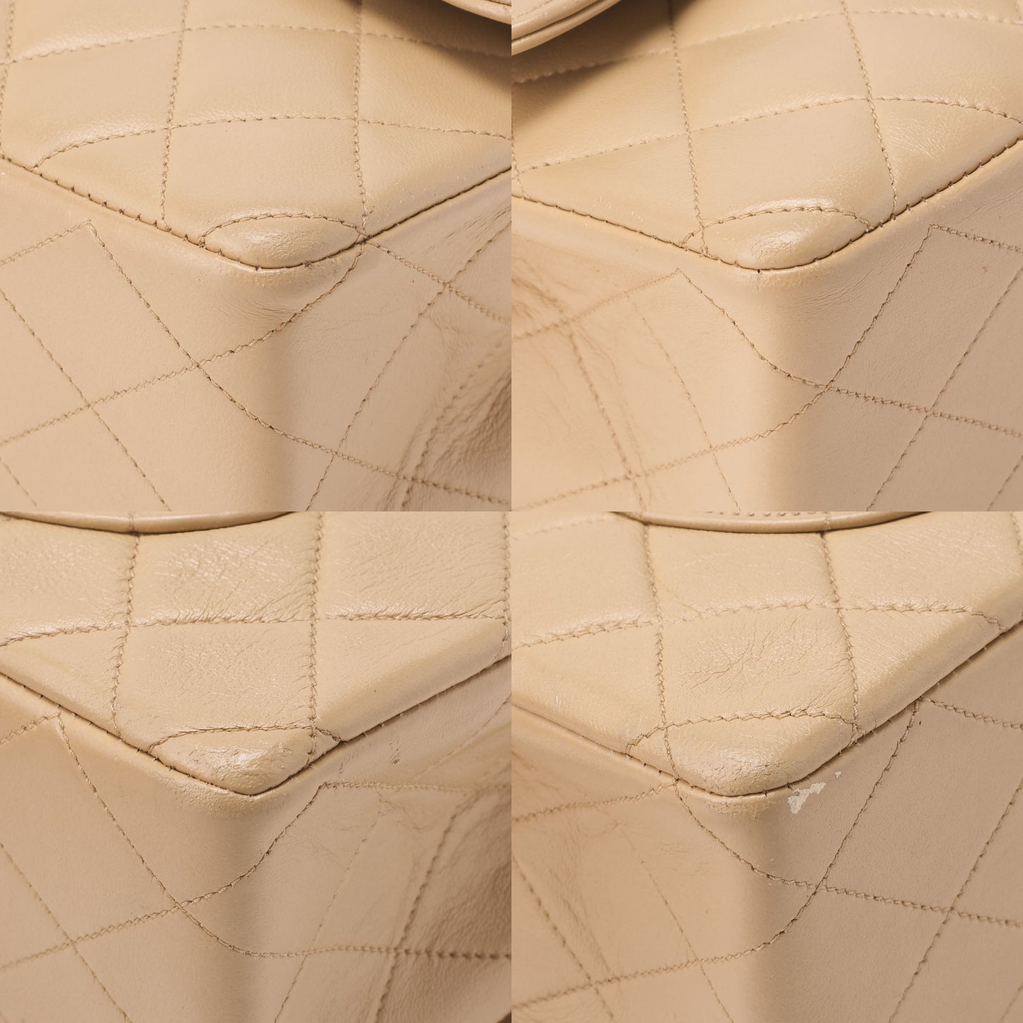 CHANEL Chain Shoulder Bag Matlasse Double Flap 23cm Lambskin Beige Gold-Tone Hardware, Pre-Owned