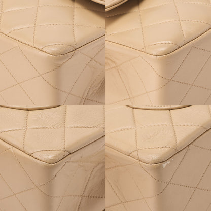 CHANEL Chain Shoulder Bag Matlasse Double Flap 23cm Lambskin Beige Gold-Tone Hardware, Pre-Owned