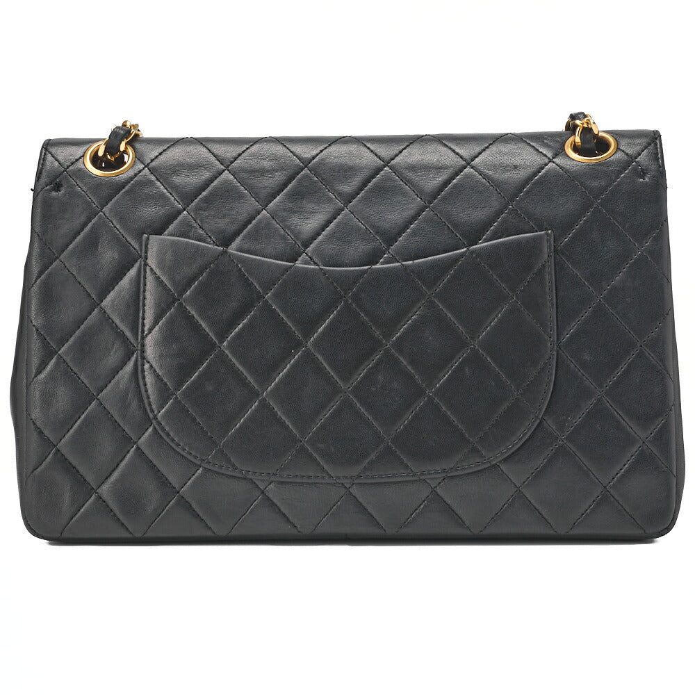 CHANEL Chain Shoulder Matlasse Turn Lock Straight Flap Chain Shoulder Lambskin Black Gold-Tone Hardware, Pre-Owned