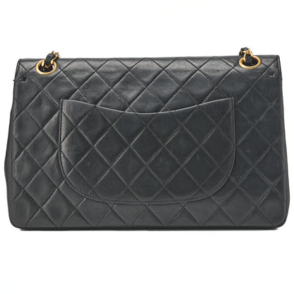 CHANEL Chain Shoulder Matlasse Turn Lock Straight Flap Chain Shoulder Lambskin Black Gold-Tone Hardware, Pre-Owned