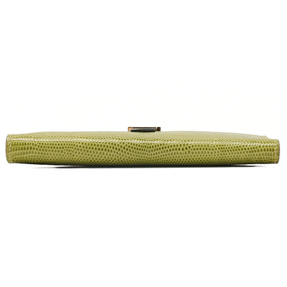 HERMES  Béance Souffle 2 Fold Long Wallet Lizard Anisegrin Anis green Gold-Tone Hardware, Pre-Owned
