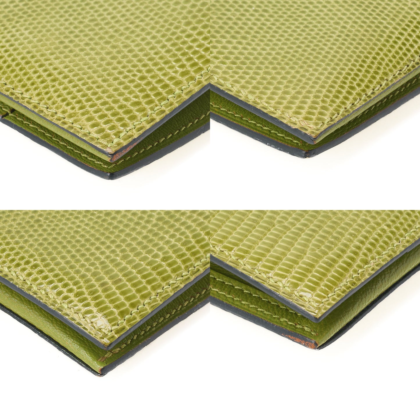 HERMES  Béance Souffle 2 Fold Long Wallet Lizard Anisegrin Anis green Gold-Tone Hardware, Pre-Owned