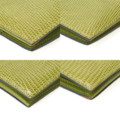 HERMES  Béance Souffle 2 Fold Long Wallet Lizard Anisegrin Anis green Gold-Tone Hardware, Pre-Owned