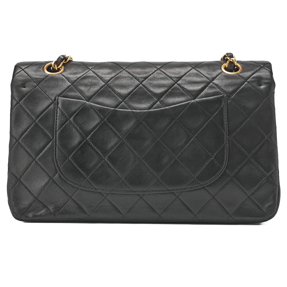CHANEL Shoulder Bag Matlasse Double Flap 25cm Chain Shoulder Lambskin Black Gold-Tone Hardware, Pre-Owned