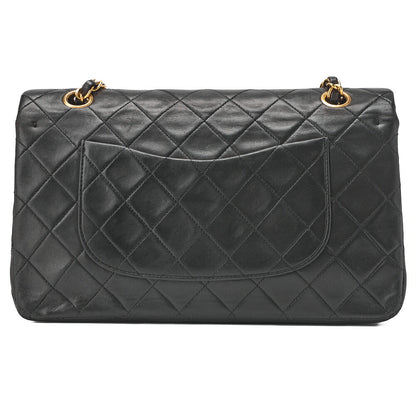 CHANEL Shoulder Bag Matlasse Double Flap 25cm Chain Shoulder Lambskin Black Gold-Tone Hardware, Pre-Owned