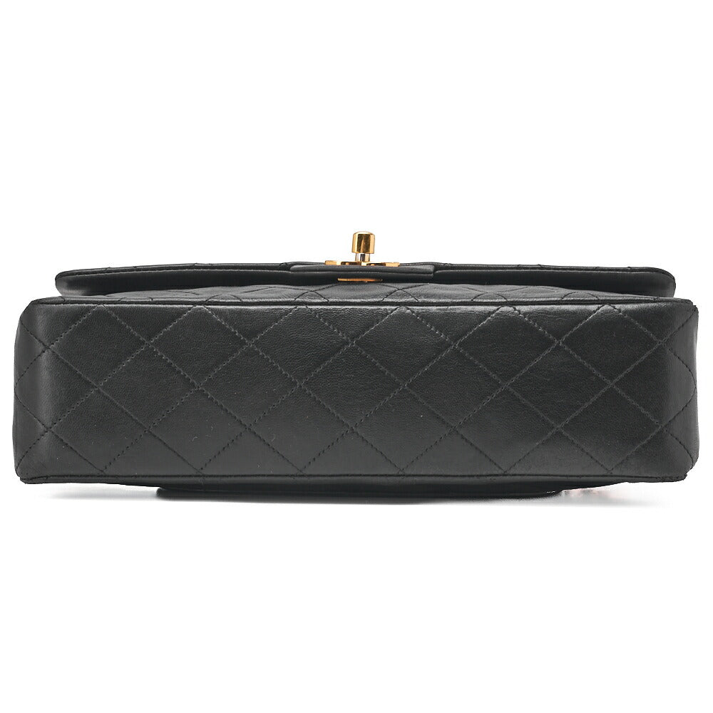 CHANEL Shoulder Bag Matlasse Double Flap 25cm Chain Shoulder Lambskin Black Gold-Tone Hardware, Pre-Owned