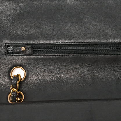 CHANEL Shoulder Bag Matlasse Double Flap 25cm Chain Shoulder Lambskin Black Gold-Tone Hardware, Pre-Owned