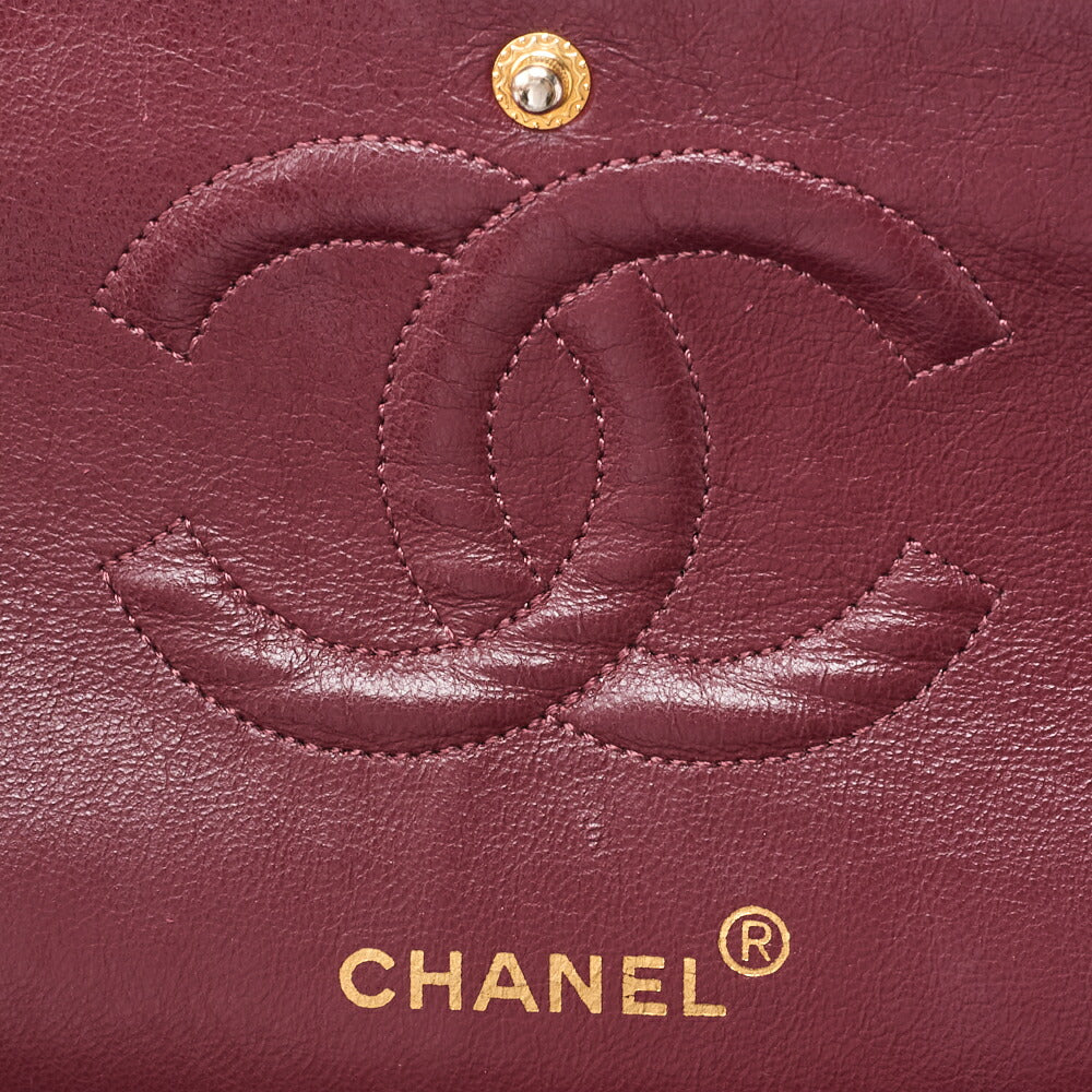 CHANEL Shoulder Bag Matlasse Double Flap 25cm Chain Shoulder Lambskin Black Gold-Tone Hardware, Pre-Owned