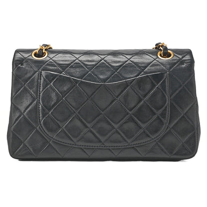 CHANEL Chain Shoulder Bag Matlasse Double Flap 23cm Lambskin Black Gold-Tone Hardware, Pre-Owned