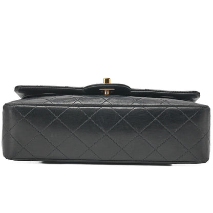 CHANEL Chain Shoulder Bag Matlasse Double Flap 23cm Lambskin Black Gold-Tone Hardware, Pre-Owned