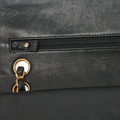 CHANEL Chain Shoulder Bag Matlasse Double Flap 23cm Lambskin Black Gold-Tone Hardware, Pre-Owned