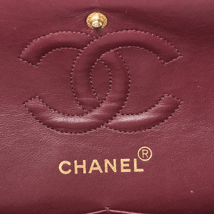 CHANEL Chain Shoulder Bag Matlasse Double Flap 23cm Lambskin Black Gold-Tone Hardware, Pre-Owned