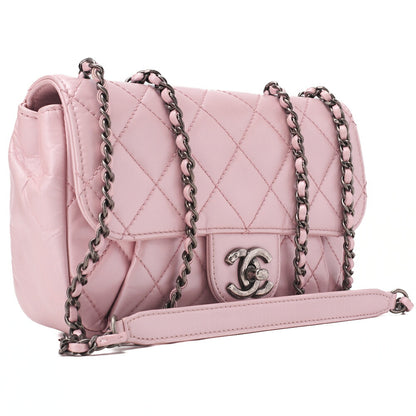 CHANEL Chain Shoulder Bag Matlasse Vintage Calf Mini Pink Silver-Tone Hardware, Pre-Owned