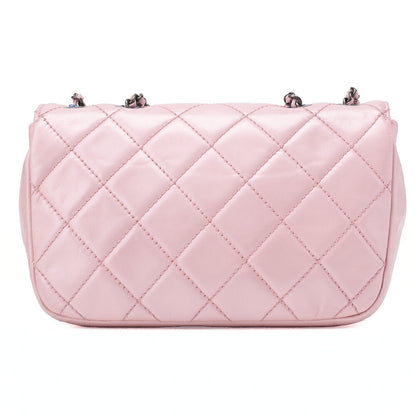 CHANEL Chain Shoulder Bag Matlasse Vintage Calf Mini Pink Silver-Tone Hardware, Pre-Owned