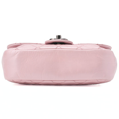 CHANEL Chain Shoulder Bag Matlasse Vintage Calf Mini Pink Silver-Tone Hardware, Pre-Owned