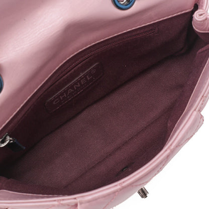 CHANEL Chain Shoulder Bag Matlasse Vintage Calf Mini Pink Silver-Tone Hardware, Pre-Owned