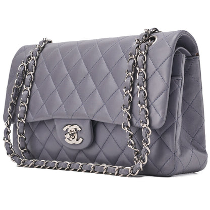 CHANEL Shoulder Bag Matlasse Double Flap 25cm Chain Shoulder Lambskin Purple Silver-Tone Hardware, Pre-Owned