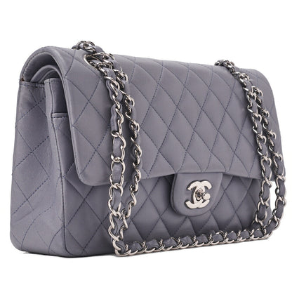 CHANEL Shoulder Bag Matlasse Double Flap 25cm Chain Shoulder Lambskin Purple Silver-Tone Hardware, Pre-Owned