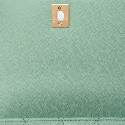 CHANEL Shoulder Bag Handbag Matlasse Coco Handle 2WAY Caviar Skin Green Gold-Tone Hardware, Pre-Owned