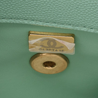 CHANEL Shoulder Bag Handbag Matlasse Coco Handle 2WAY Caviar Skin Green Gold-Tone Hardware, Pre-Owned