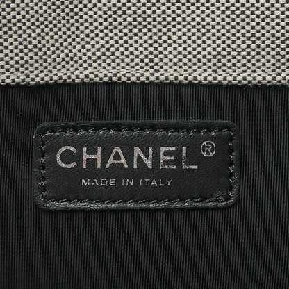 CHANEL Tote Bag Choco Bar Camellia Canvas Gray × Yellow Silver-Tone Hardware, Pre-Owned