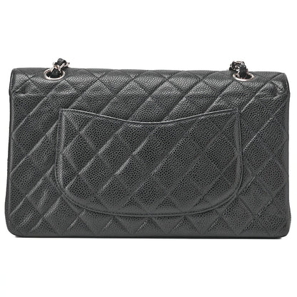 CHANEL Matlasse Double Flap 25cm Chain Shoulder Caviar Skin Black Silver-Tone Hardware, Pre-Owned