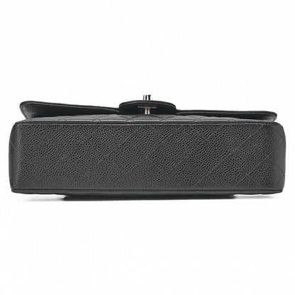 CHANEL Matlasse Double Flap 25cm Chain Shoulder Caviar Skin Black Silver-Tone Hardware, Pre-Owned