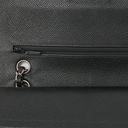 CHANEL Matlasse Double Flap 25cm Chain Shoulder Caviar Skin Black Silver-Tone Hardware, Pre-Owned