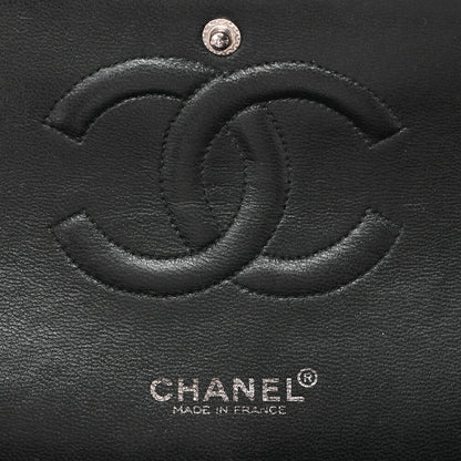 CHANEL Matlasse Double Flap 25cm Chain Shoulder Caviar Skin Black Silver-Tone Hardware, Pre-Owned