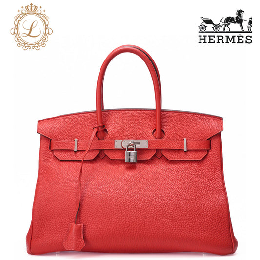 HERMES Birkin 35 Handbag Tryon Rose Jaipur  Silver-Tone Hardware, Pre-Owned